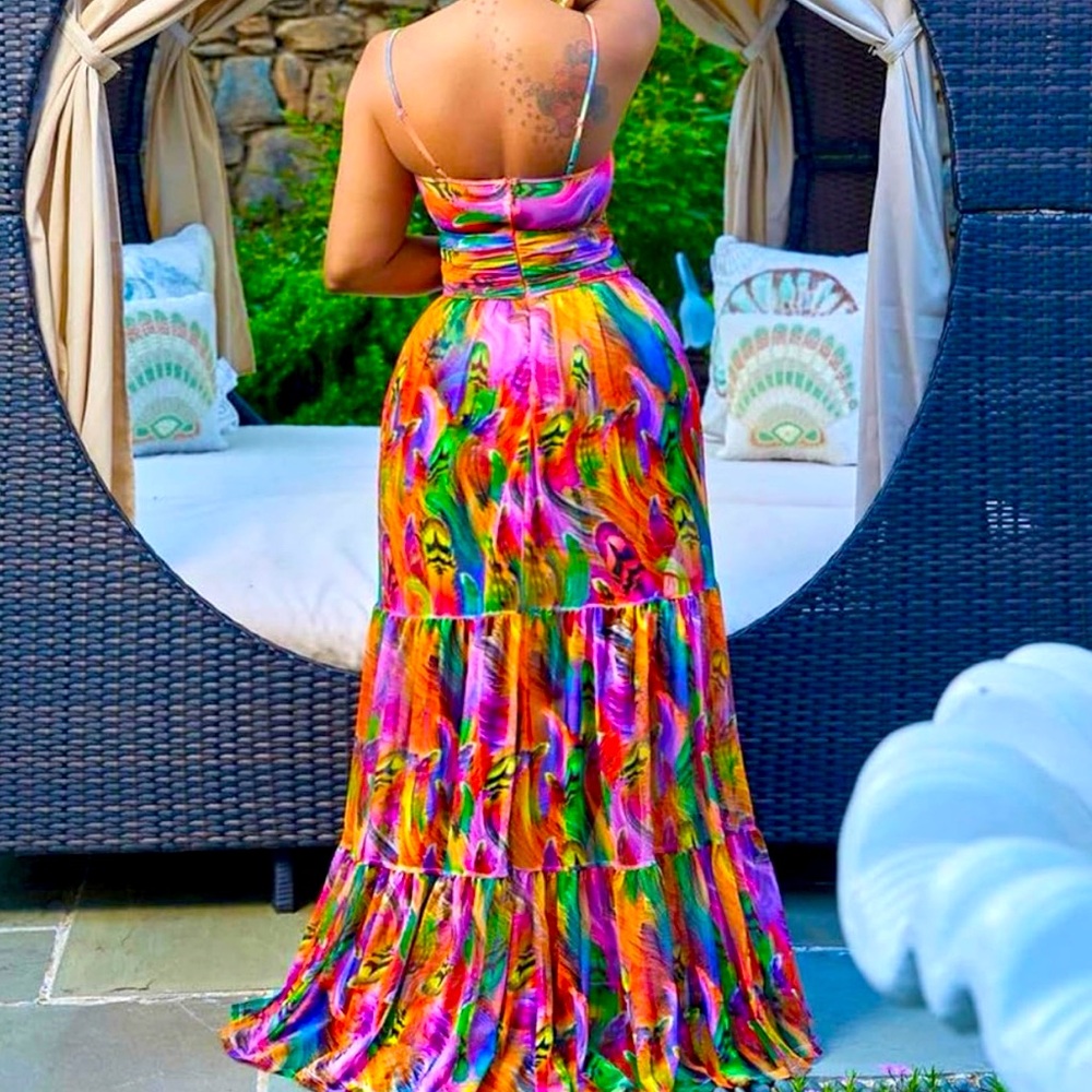 NIB Women’s Metamorphosis Girl Long Vibrant Sexy Summer Maxi Dress. Size Large - Picture 3 of 12